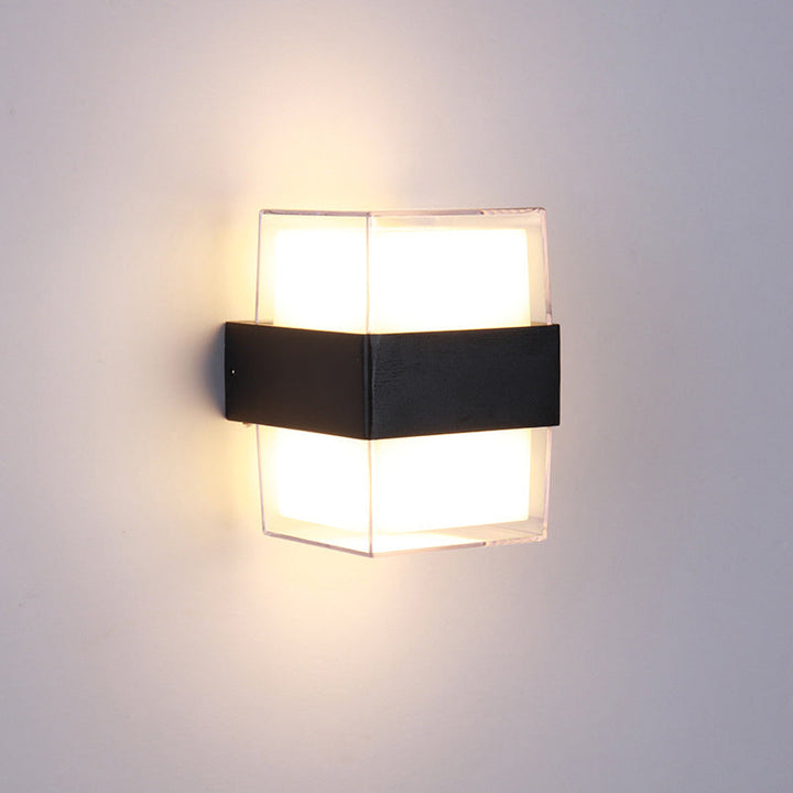 BowLift | White and black cube-shaped wall sculpture modern LED acrylic wall lamp in warm/white light for nightstands