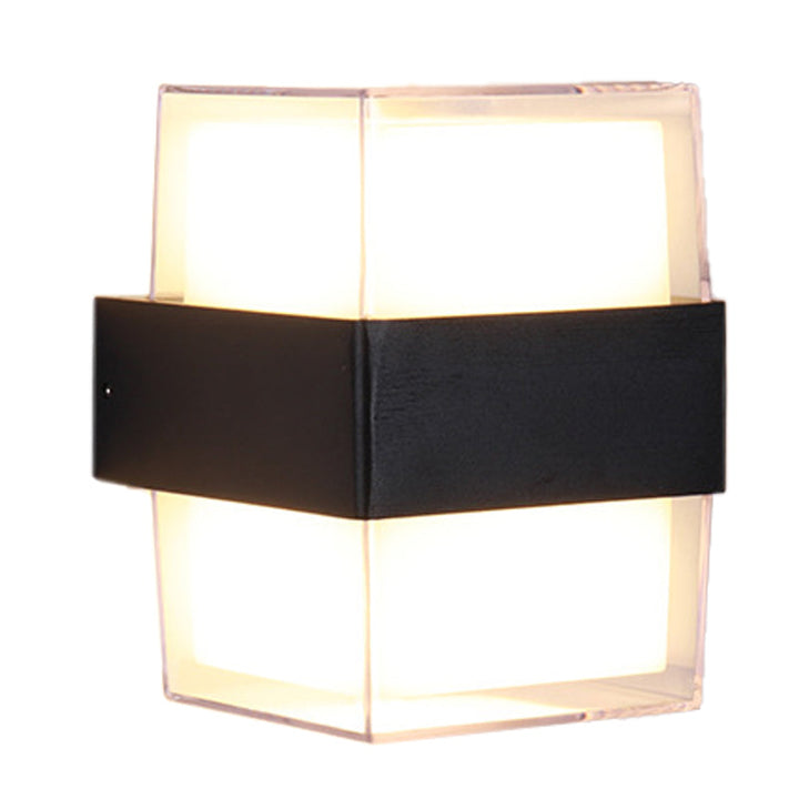 BowLift | White and black cube-shaped wall sculpture modern LED acrylic wall lamp in warm/white light for nightstands
