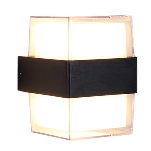 BowLift | White and black cube-shaped wall sculpture modern LED acrylic wall lamp in warm/white light for nightstands