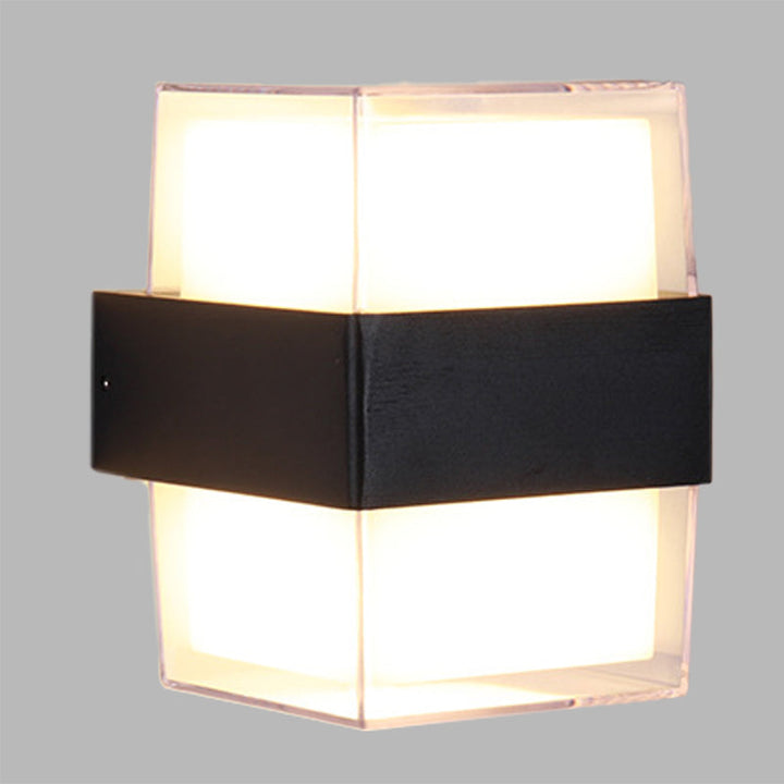 BowLift | White and black cube-shaped wall sculpture modern LED acrylic wall lamp in warm/white light for nightstands