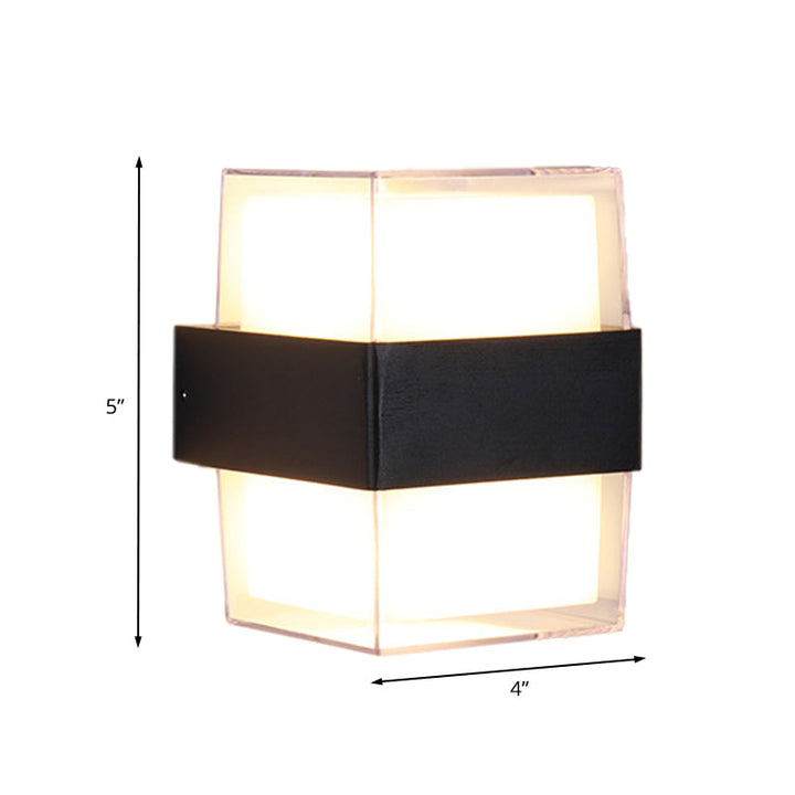 BowLift | White and black cube-shaped wall sculpture modern LED acrylic wall lamp in warm/white light for nightstands