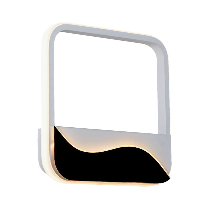 BowLift | Minimalistic LED Wall Mount Light White and Black Square Frame Wall Lamp with Acrylic Shade in Warm/White Light