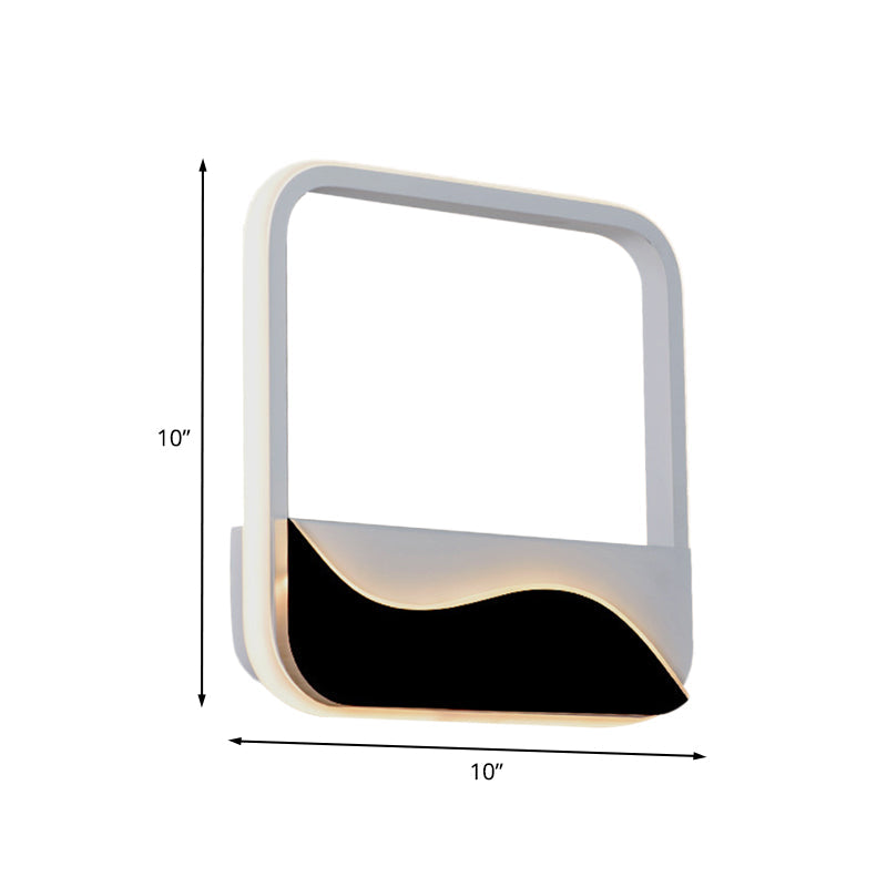 BowLift | Minimalistic LED Wall Mount Light White and Black Square Frame Wall Lamp with Acrylic Shade in Warm/White Light