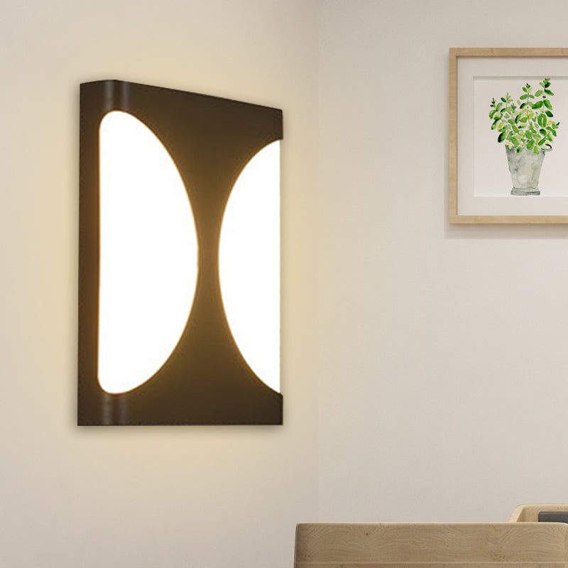 BowLift | Metallic Rectangular Flush Wall Light Modern LED Black Wall-Mounted Lamp with Double Semicircle Pattern