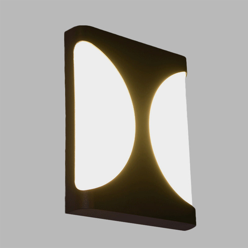 BowLift | Metallic Rectangular Flush Wall Light Modern LED Black Wall-Mounted Lamp with Double Semicircle Pattern