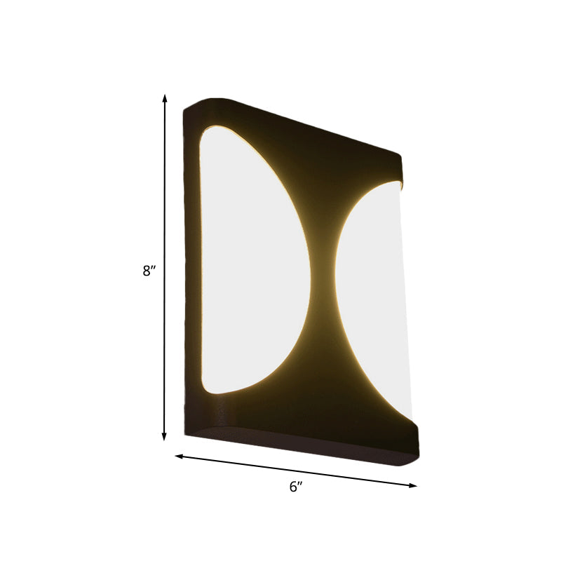 BowLift | Metallic Rectangular Flush Wall Light Modern LED Black Wall-Mounted Lamp with Double Semicircle Pattern