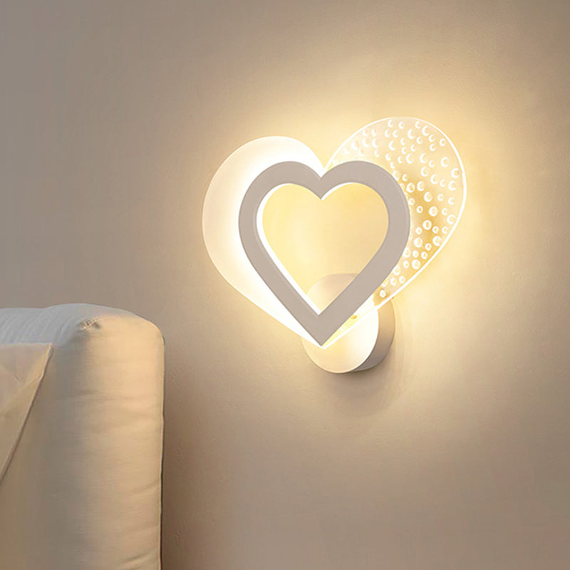 BowLift | Love Heart-Shaped Wall Mounted Lighting Contemporary Acrylic LED White Wall Lamp in Warm/White Light