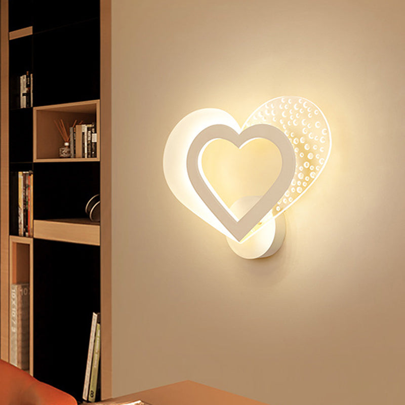 BowLift | Love Heart-Shaped Wall Mounted Lighting Contemporary Acrylic LED White Wall Lamp in Warm/White Light
