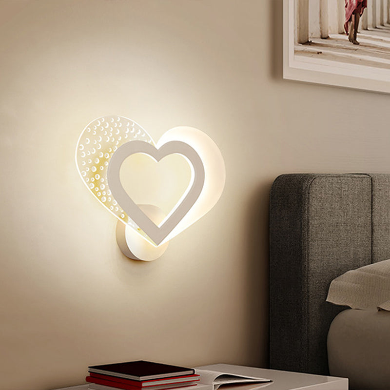 BowLift | Love Heart-Shaped Wall Mounted Lighting Contemporary Acrylic LED White Wall Lamp in Warm/White Light