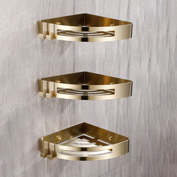 BowLift | Modern Gold/Silver 3-piece Bathroom Accessories Set, Bath Shelf