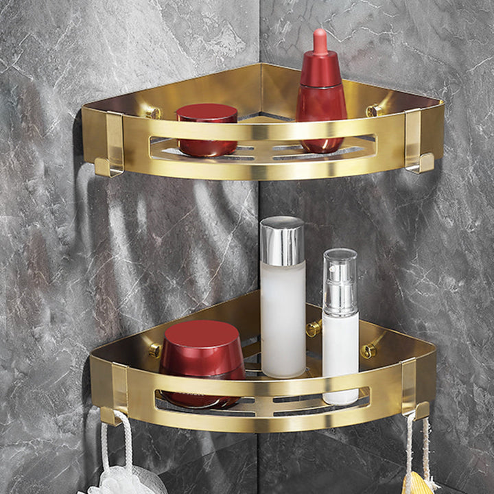 BowLift | Modern Gold/Silver 3-piece Bathroom Accessories Set, Bath Shelf