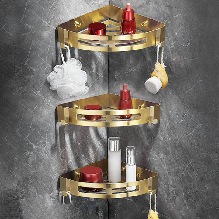 BowLift | Modern Gold/Silver 3-piece Bathroom Accessory Set, Bath Shelf