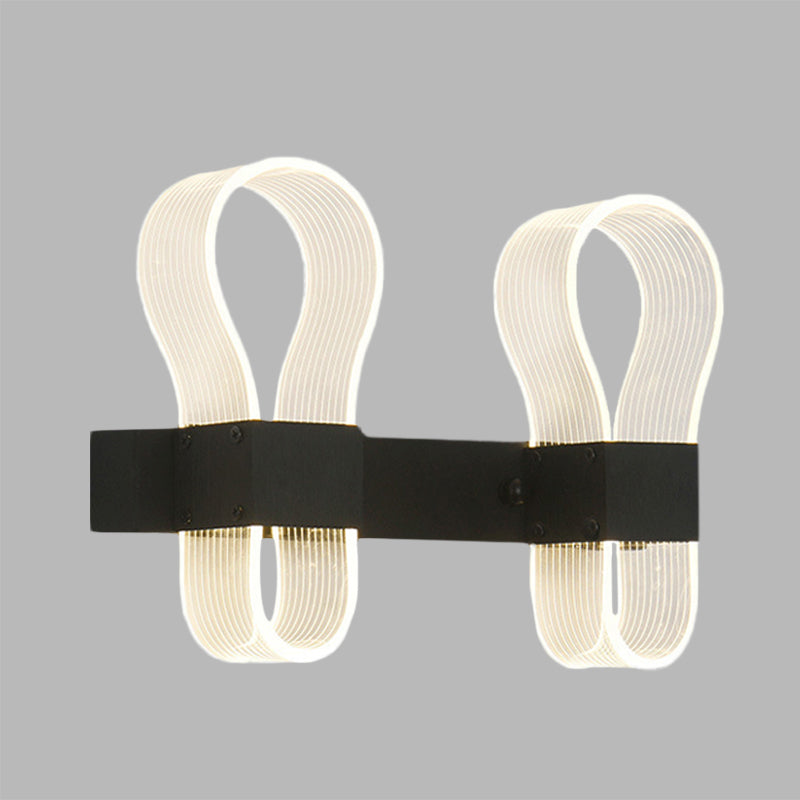 BowLift | Black Bow Ring Wall Switch Modern 2 Heads Acrylic LED Wall Light with Warm/White Light