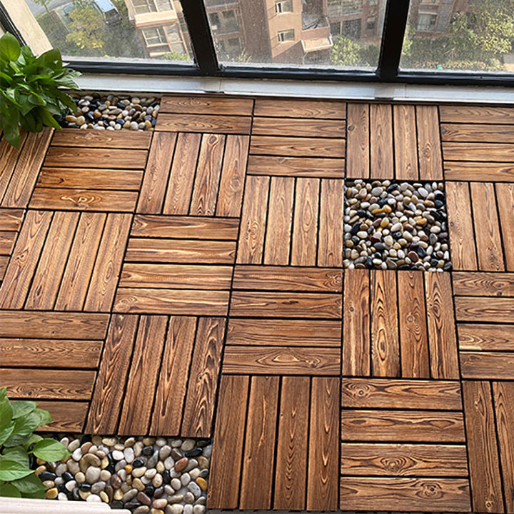 BowLift | Outdoor composite decking tiles with snap-in stripe detail kit decking tiles