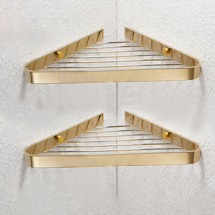 BowLift | 2-piece modern bathroom accessory set, polished chrome/gold, bathroom shelf