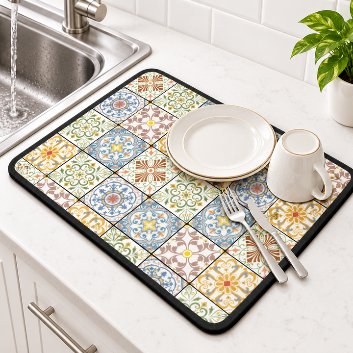 Decorative Absorbent Kitchen Sink Dish Drying Mat Bowlift