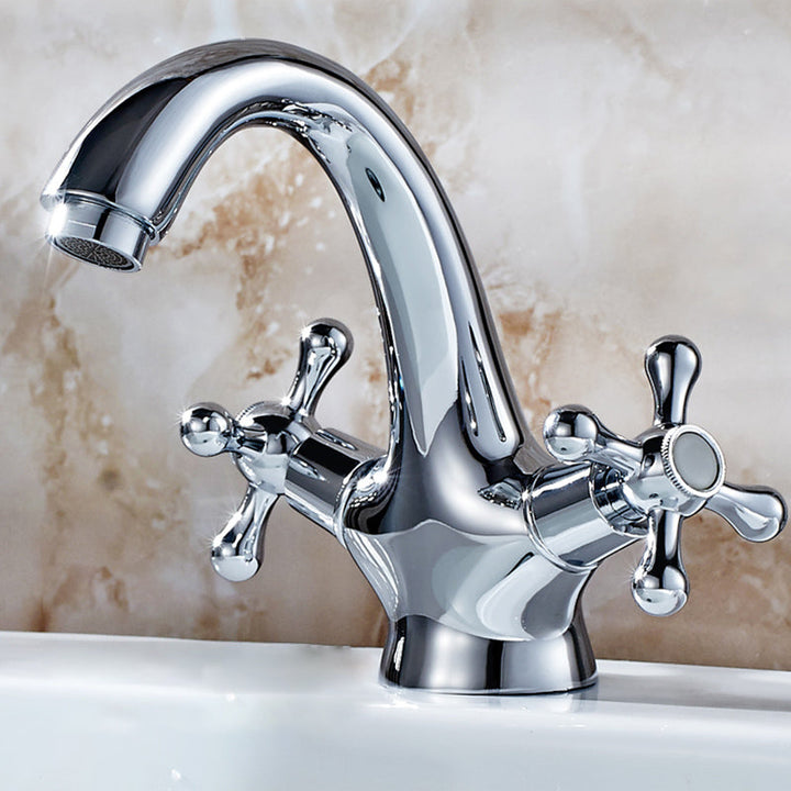 BowLift | Industrial Widespread Bathroom 2 Faucet Cross Handles Sink Faucet