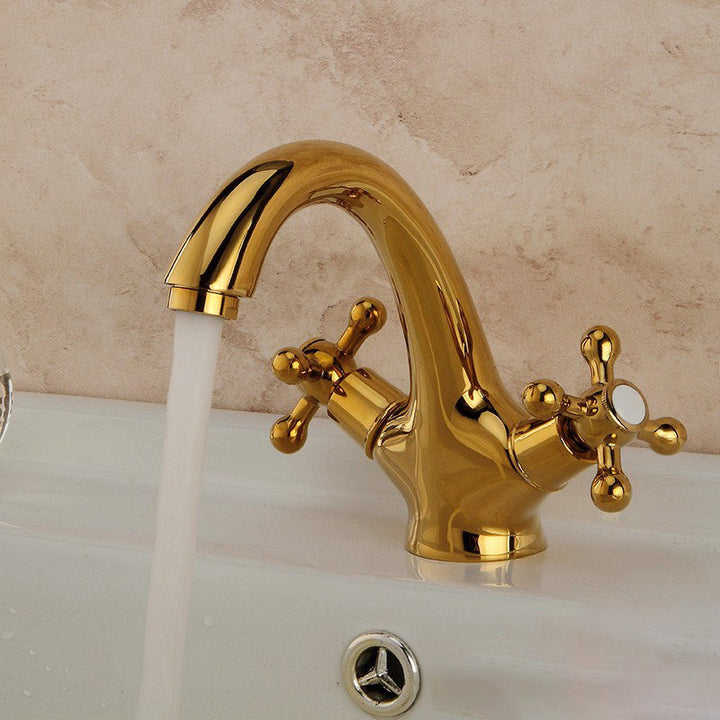 BowLift | Industrial Widespread Bathroom 2 Faucet Cross Handles Sink Faucet