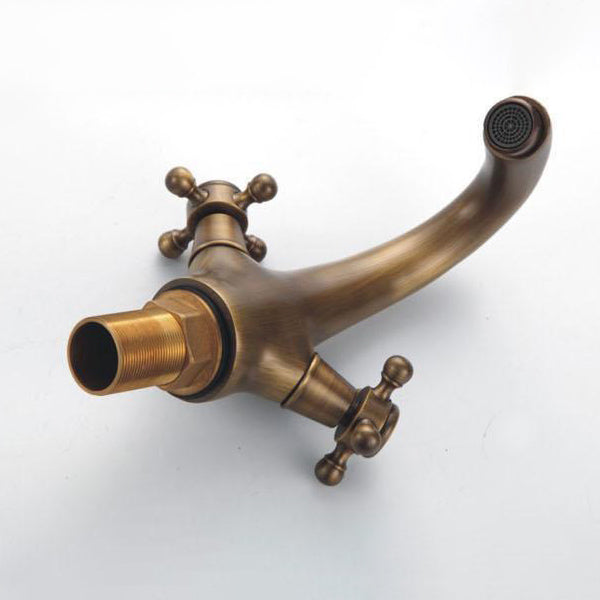 BowLift | Industrial Widespread Bathroom 2 Faucet Cross Handles Sink Faucet