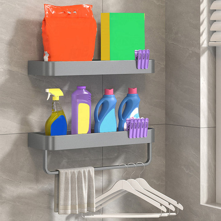 BowLift | Modern Grey 2-piece Bathroom Accessory Set, Matt Grey, Bathroom Shelf