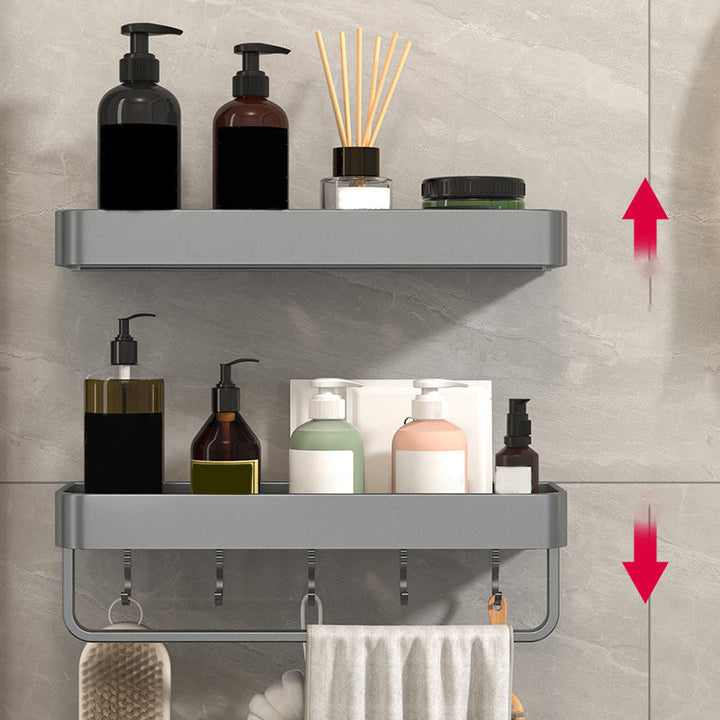 BowLift | Modern Grey 2-piece Bathroom Accessory Set, Matt Grey, Bathroom Shelf