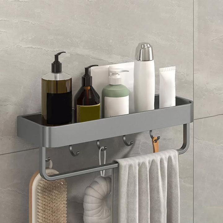 BowLift | Modern Grey 2-piece Bathroom Accessory Set, Matt Grey, Bathroom Shelf