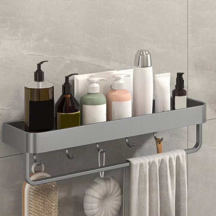 BowLift | Modern Grey 2-piece Bathroom Accessory Set, Matt Grey, Bathroom Shelf