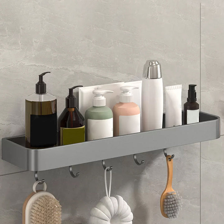 BowLift | Modern Grey 2-piece Bathroom Accessory Set, Matt Grey, Bathroom Shelf