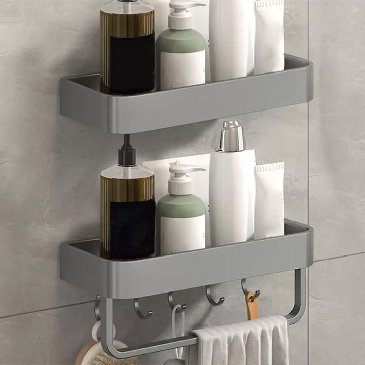 BowLift | Modern Grey 2-piece Bathroom Accessory Set, Matt Grey, Bathroom Shelf