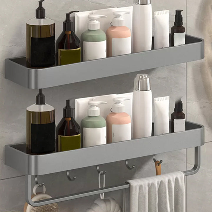 BowLift | Modern Grey 2-piece Bathroom Accessory Set, Matt Grey, Bathroom Shelf