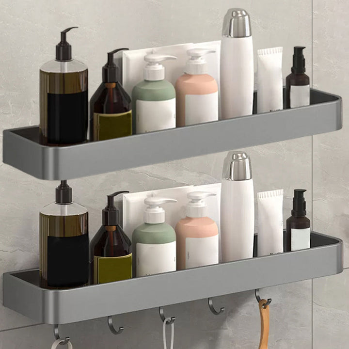 BowLift | Modern Grey 2-piece Bathroom Accessory Set, Matt Grey, Bathroom Shelf