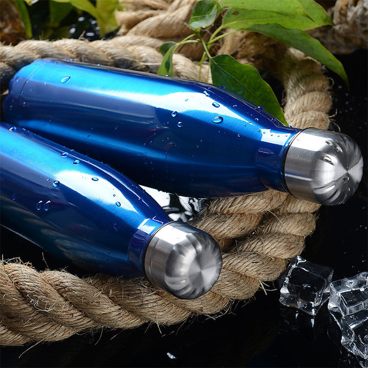 Women Insulated Stainless Steel Water Bottle with Wood Look Bowlift