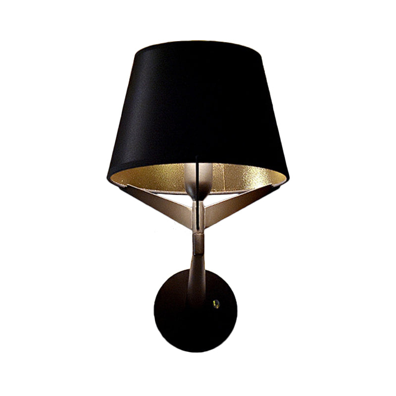 BowLift | Fabric barrel wall-mounted lighting modern 1 head black surface wall lamp with tripod lamp support
