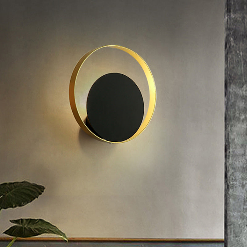 BowLift | Metallic Round Wall Light Modernist 1-Head LED Wall Lamp in Black and Gold for the Corner