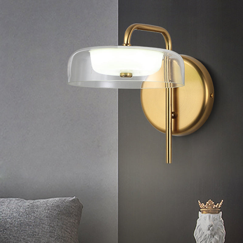 BowLift | LED Nightstand Wall Light Post-Modern Gold Wall Light with Bowl Clear Glass Shade