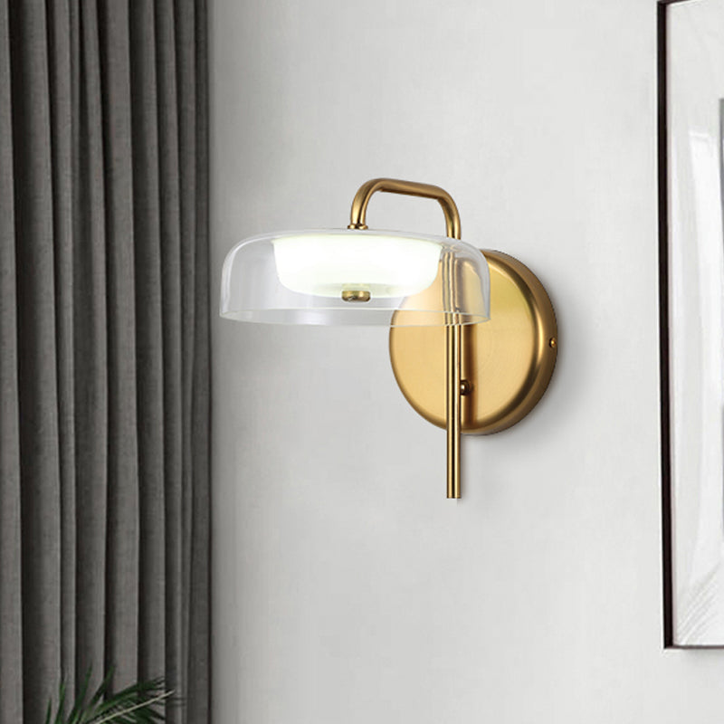 BowLift | LED Nightstand Wall Light Post-Modern Gold Wall Light with Bowl Clear Glass Shade