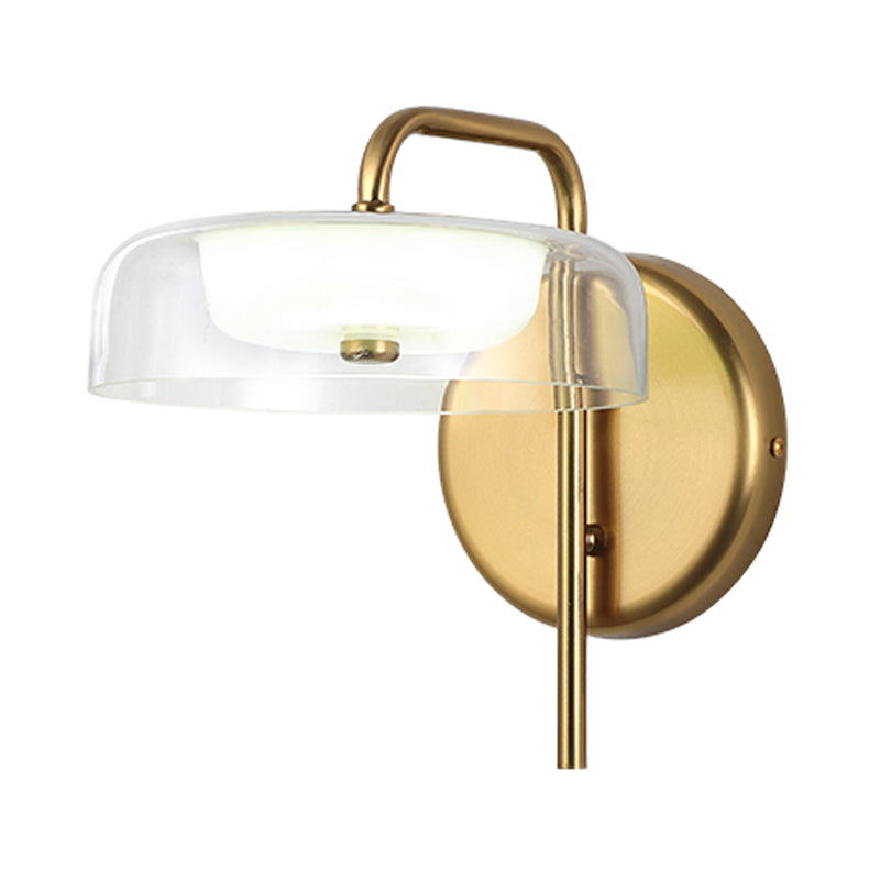 BowLift | LED Nightstand Wall Light Post-Modern Gold Wall Light with Bowl Clear Glass Shade