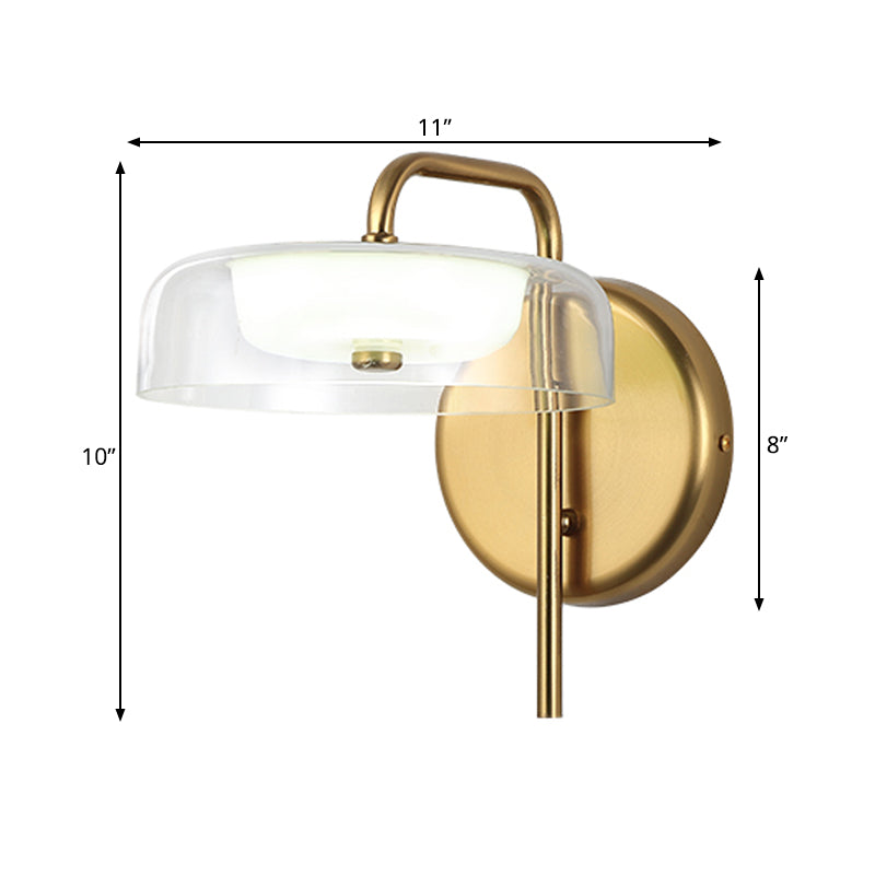 BowLift | LED Nightstand Wall Light Post-Modern Gold Wall Light with Bowl Clear Glass Shade