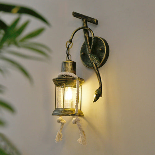 BowLift | Brass 1 Light Wall Mount Lighting Warehouse Metal Kerosene Wall Lamp Sconces with Leaf Design