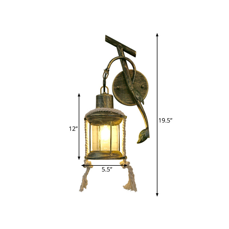 BowLift | Brass 1 Light Wall Mount Lighting Warehouse Metal Kerosene Wall Lamp Sconces with Leaf Design