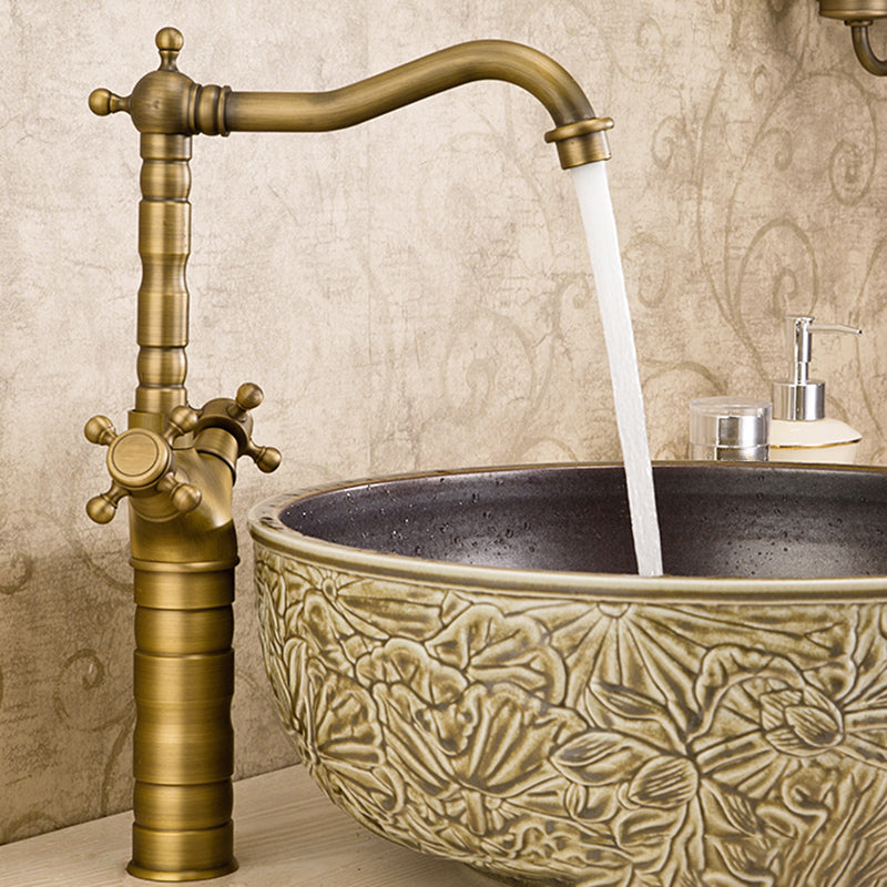 BowLift | Industrial Widespread Bathroom Faucet Cross Handle Medium Sink Faucet