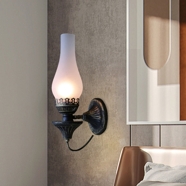 BowLift | Factory Vase Shadow Wall Lamp 1 Head Yellow/Clear Crackle Glass Wall Lighting Fixture for Outdoor