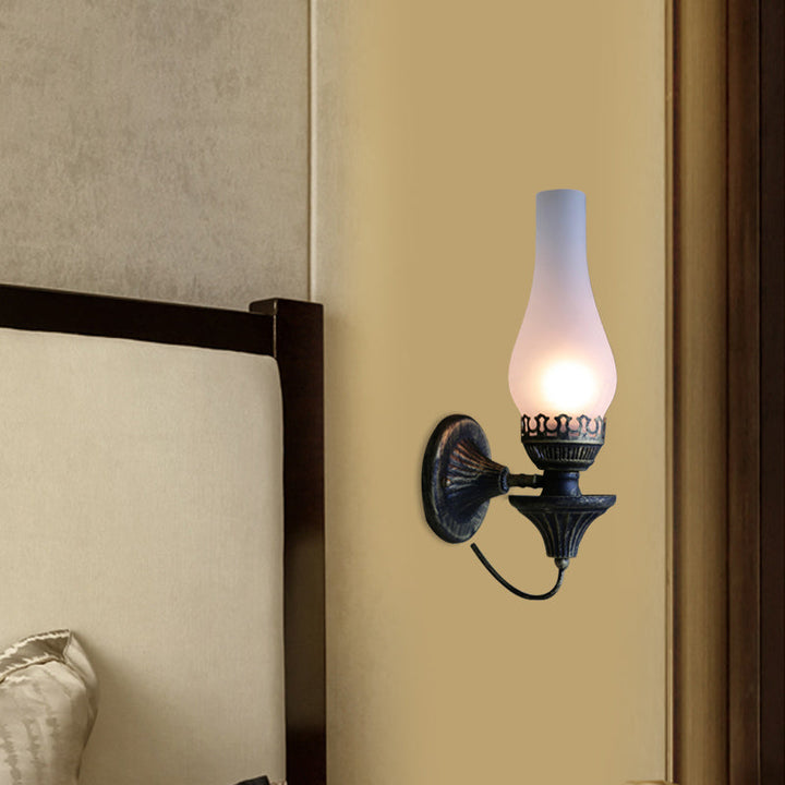 BowLift | Factory Vase Shadow Wall Lamp 1 Head Yellow/Clear Crackle Glass Wall Lighting Fixture for Outdoor