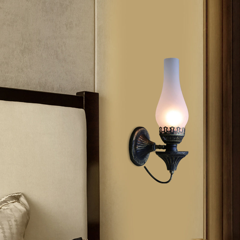 BowLift | Factory Vase Shadow Wall Lamp 1 Head Yellow/Clear Crackle Glass Wall Lighting Fixture for Outdoor