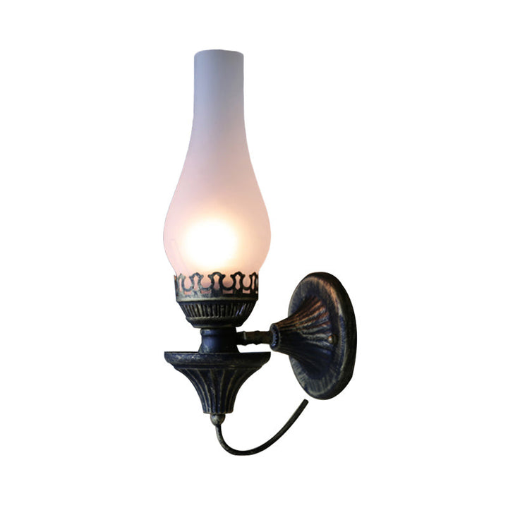 BowLift | Factory Vase Shadow Wall Lamp 1 Head Yellow/Clear Crackle Glass Wall Lighting Fixture for Outdoor