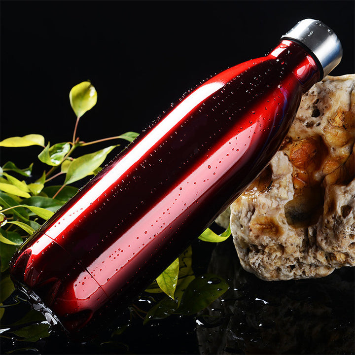 Women Insulated Stainless Steel Water Bottle with Wood Look Bowlift