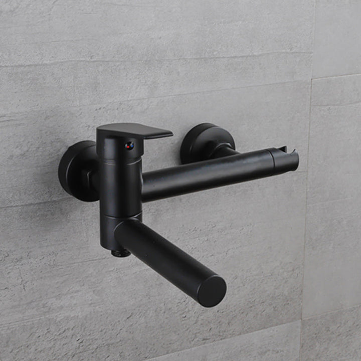 BowLift | Lever Handle Bathtub Faucet Wall Mount Shower Hose Swivel Spout Bathtub Filling with Hand Shower