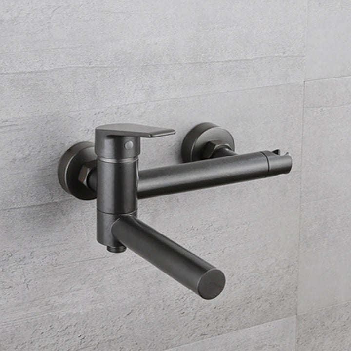 BowLift | Lever Handle Bathtub Faucet Wall Mount Shower Hose Swivel Spout Bathtub Filling with Hand Shower