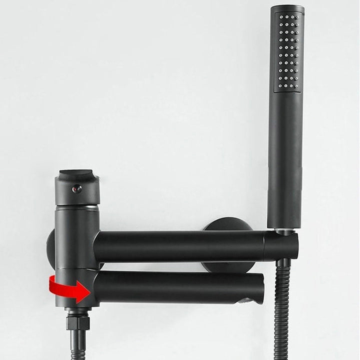 BowLift | Lever Handle Bathtub Faucet Wall Mount Shower Hose Swivel Spout Bathtub Filling with Hand Shower