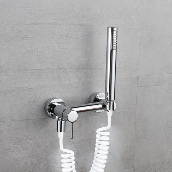 BowLift | Lever Handle Bathtub Faucet Wall Mount Shower Hose Swivel Spout Bathtub Filling with Hand Shower